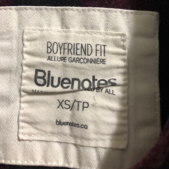Bluenotes Boyfriend Fit Maroon and Black Flannel - Picture 3 of 4